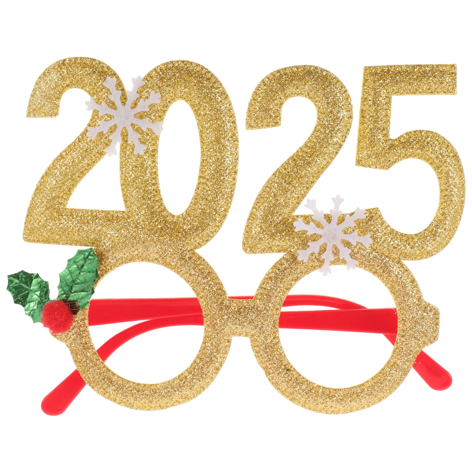 

Golden 2025 Glasses Christmas Party Eyewear Photo Booth Props Xmas Celebration Decor Reusable Party Eyeglasses