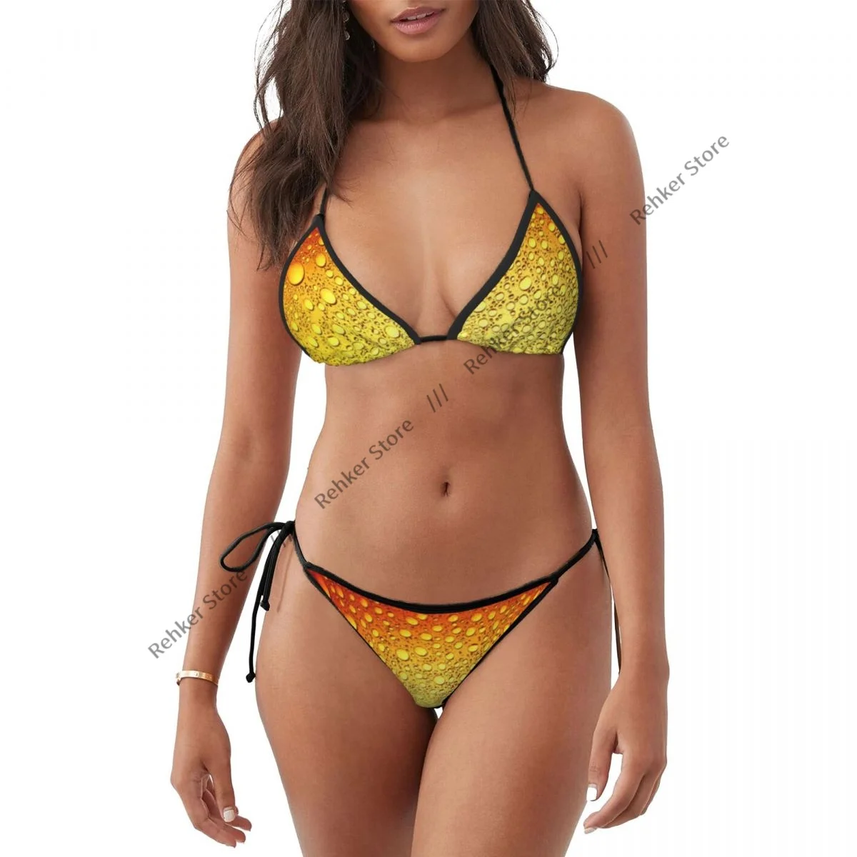 

Bikini Set Swimwear Women Swimsuit Sexy Push Up Swimming Bathing Suit Water Drops On Beer Background Beachwear Summer Brazilian