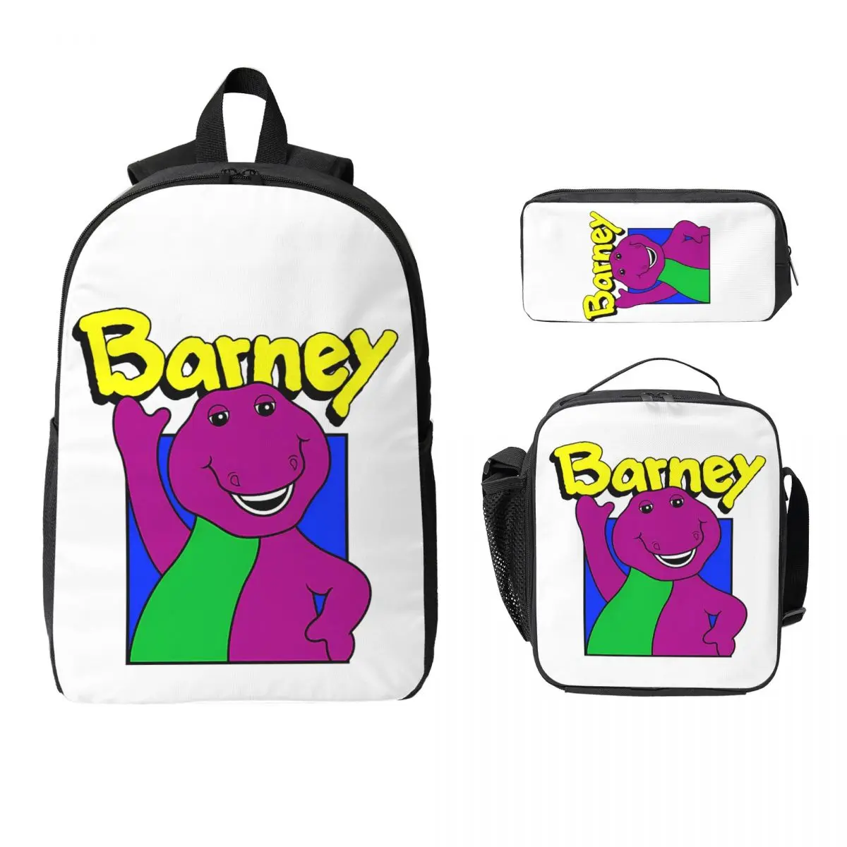 

B-Barney And Friends Backpack Student Boys Girls BookBag School Bag Laptop Shoulder Bags 3ps Insulated Lunch Bag Pencil Case