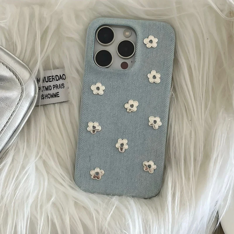 

Three-dimensional Flower Denim Phone Case for Apple17/16PRONiche Lanyard CaseiPhone15/14Anti-Fall