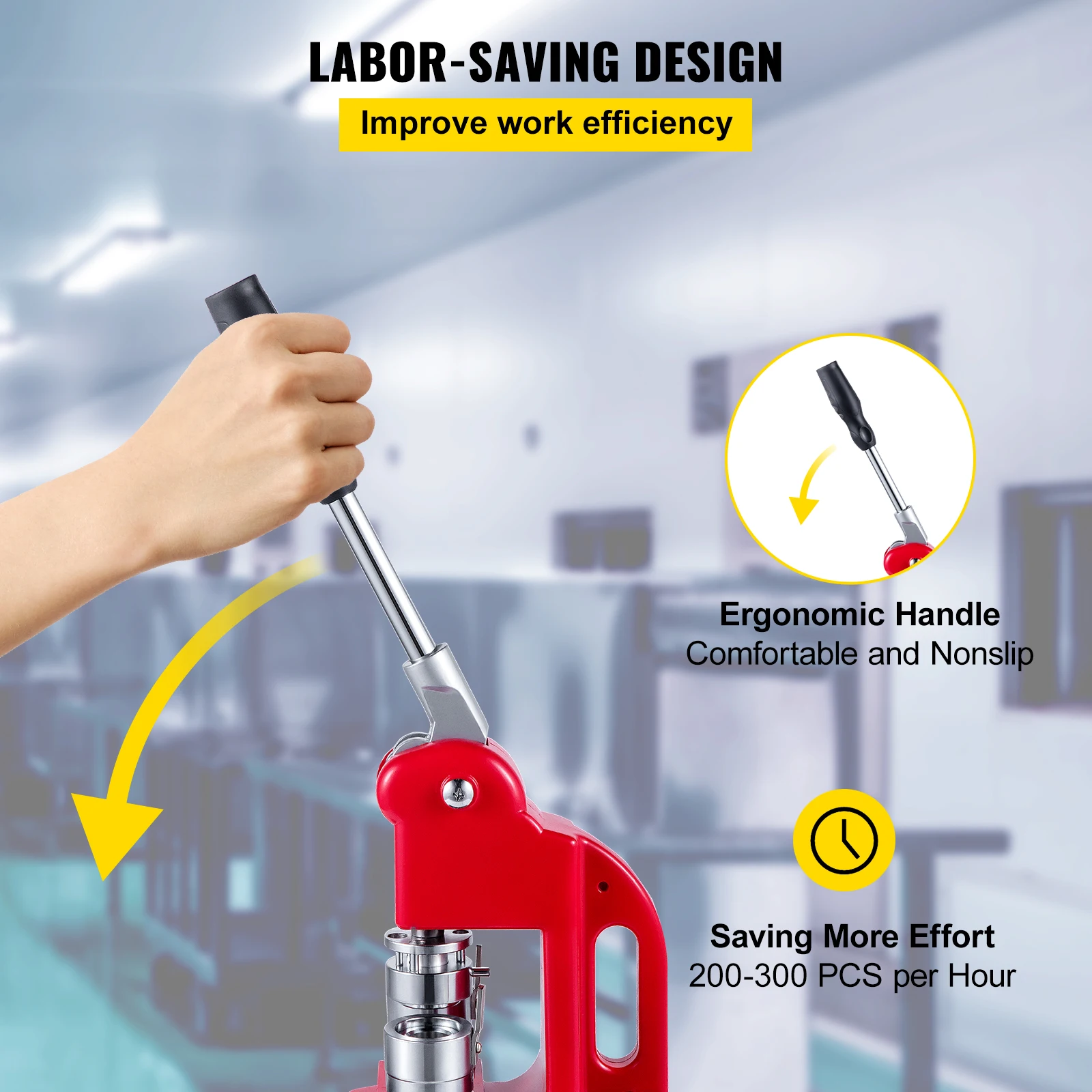 VEVOR 25MM Badge Maker Machine DIY Button Pin Brooches Press Making Tool with 1000Pcs Circle Manufacture Button Parts