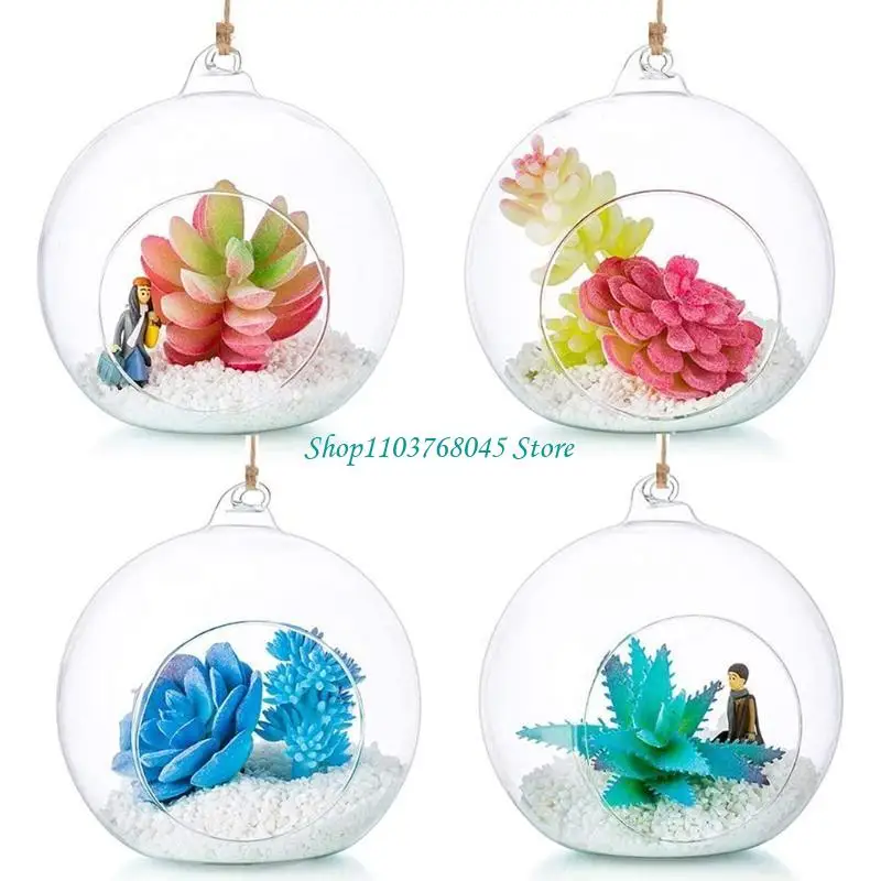 R53F Hanging Glass Terrarium Tealight Holder Home Succulents Vase Hanger