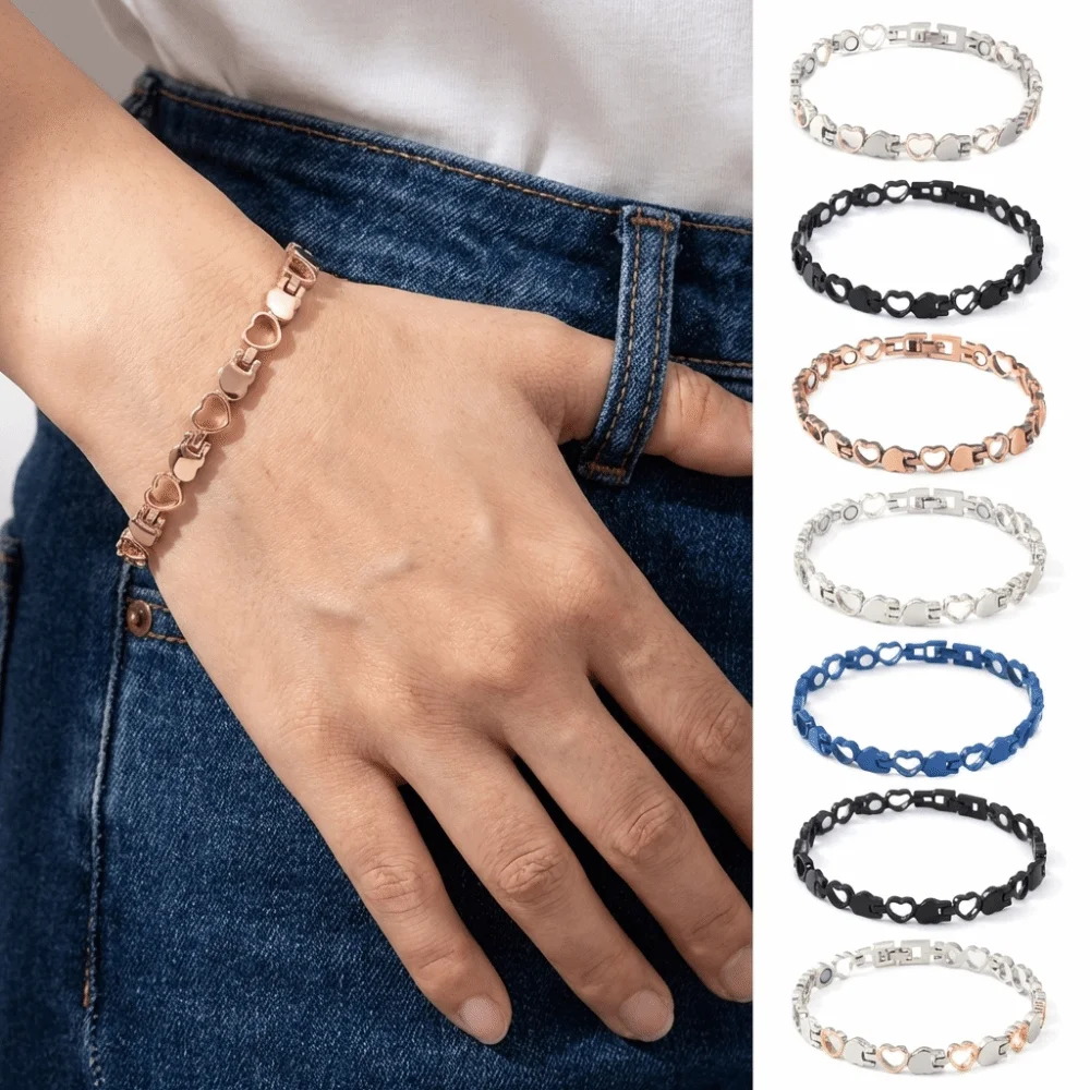 Fashionable Heart Shape Health Magnetic Bracelet Anti Radiation Magnetic Germanium Bangles Women Girls Bangle Fashion Jewelry