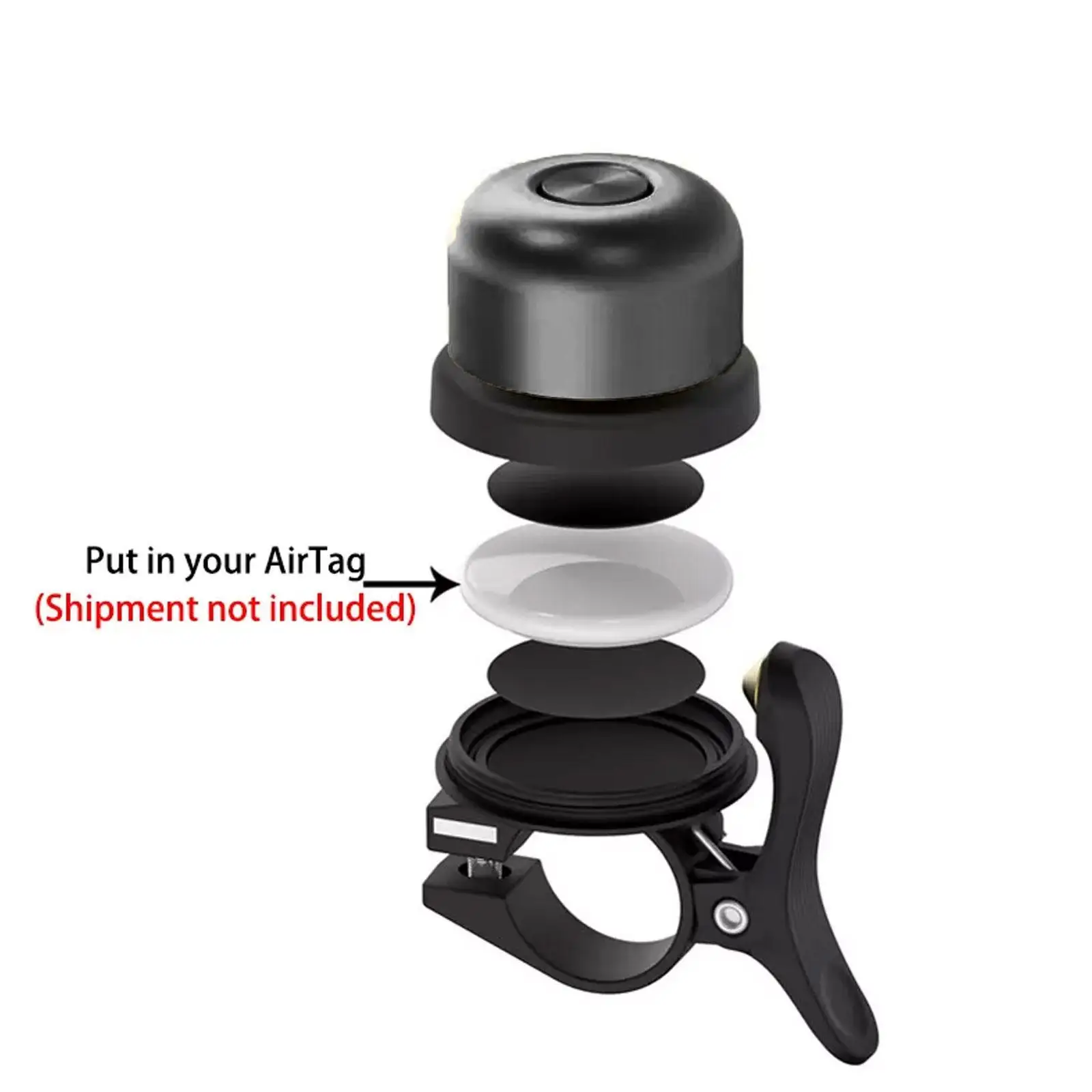 Classic Bike Bell Black for airtag Waterproof Bike Mount Bicycle Bell For Air Tag Gps Tracker Under Bike