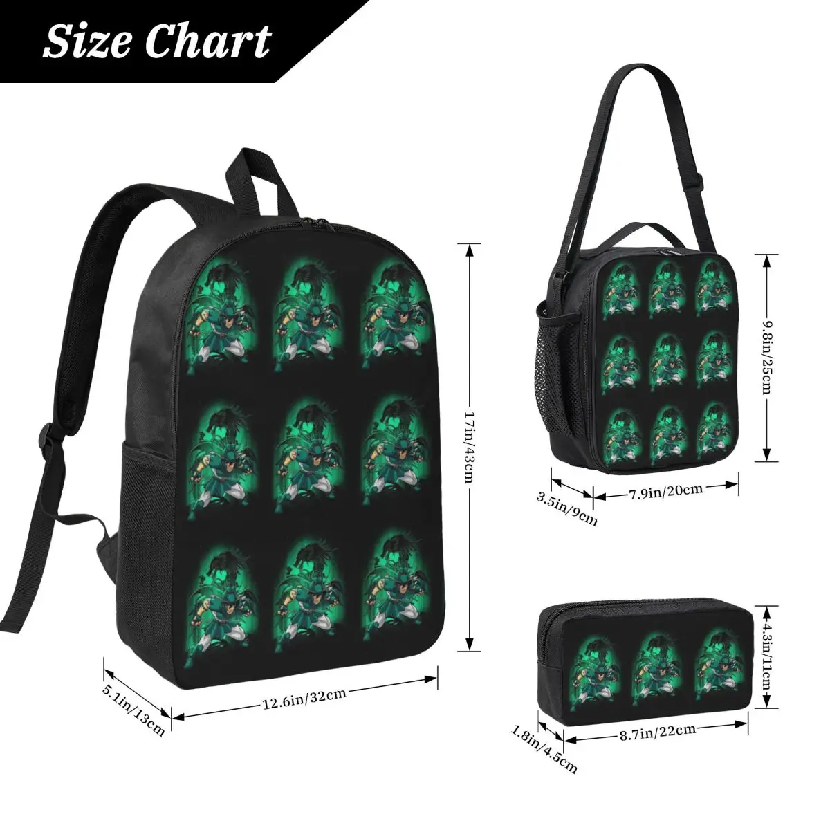The Seiya Knights Merch Backpack Student Boys Girl BookBag School Bag Computer Shoulder Bags 3ps Insulated Lunch Bag Pencil Case