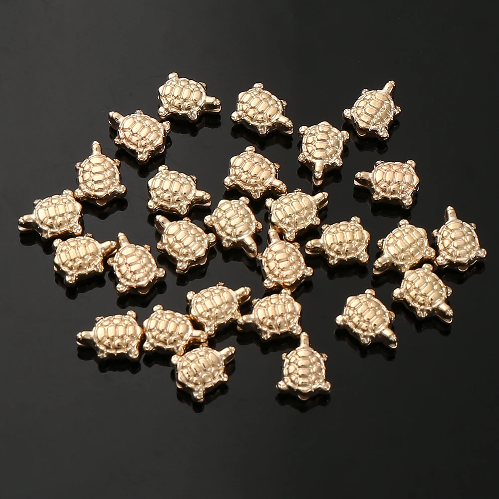 100Pcs/lot 7*10mm Lucky Turtle CCB Beads Gold Silver Color Beads for DIY Jewelry Making Necklace Finding Supplies Accessories