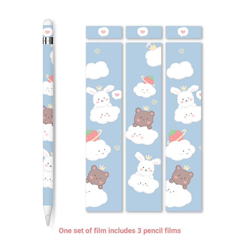 

1 комплект милых наклеек с животными, медведями, пандами, кроликами, фруктами и цветами для Apple Pencil 2, 2-го поколения, самоклеящаяся пленка с узорами