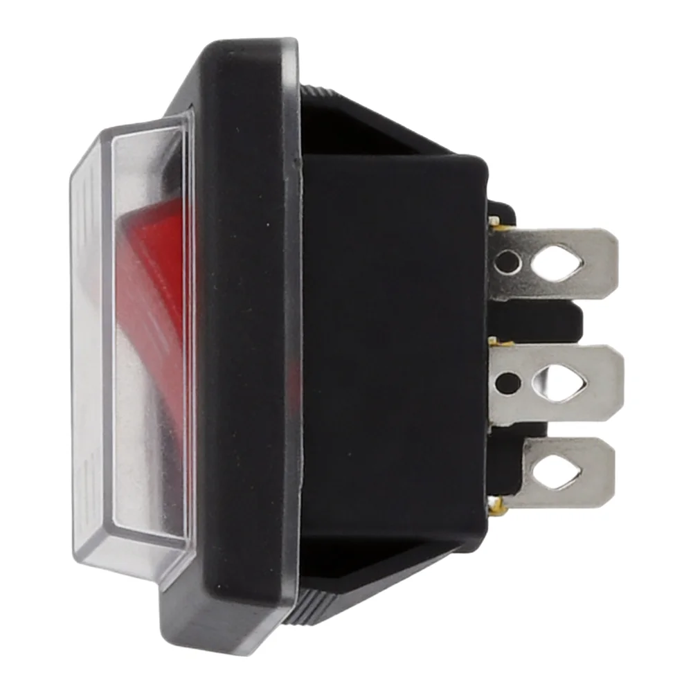 4PIN Rocker Switch Red LED Indicator Tool-Free Connection Brass Terminals 30A Power Switch For Welding Machines