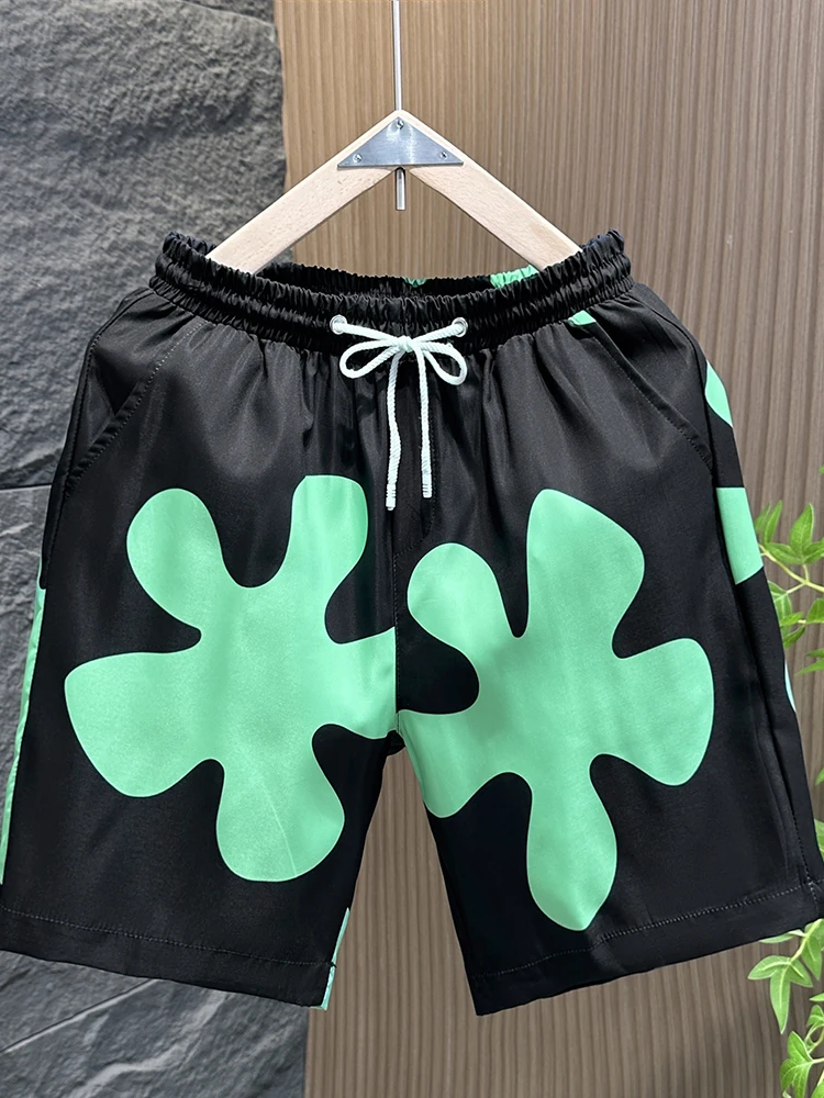 

Мужские спортивные повседневные шорты средней длины, тонкие, пляжные, модные, в гавайском стиле, со средней посадкой, из полиэфирного волокна