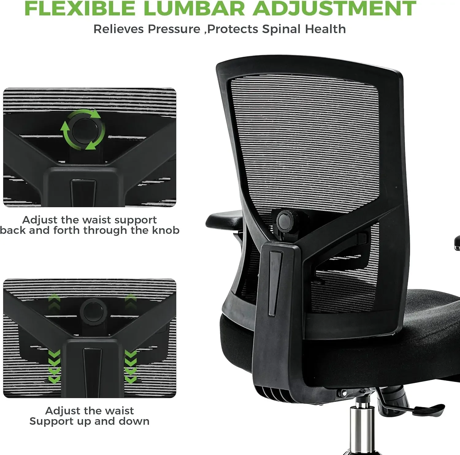 كرسي مكتب كبير وطويل بوزن 700 رطل مع وسادة مقعد مريحة وواسعة وسميكة، كرسي مكتب شبكي كبير الحجم مع ملحق قطني قابل للتعديل #5