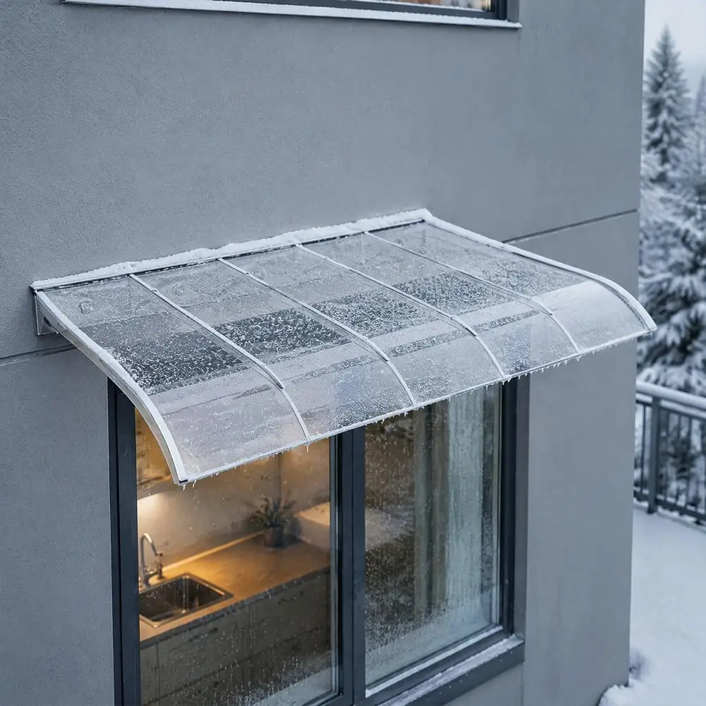 Sturdy Polycarbonate Awning Pet Exterior Window Awning Rain Shelter Cover Front Door Canopy for Outdoor Patio Sun Snow