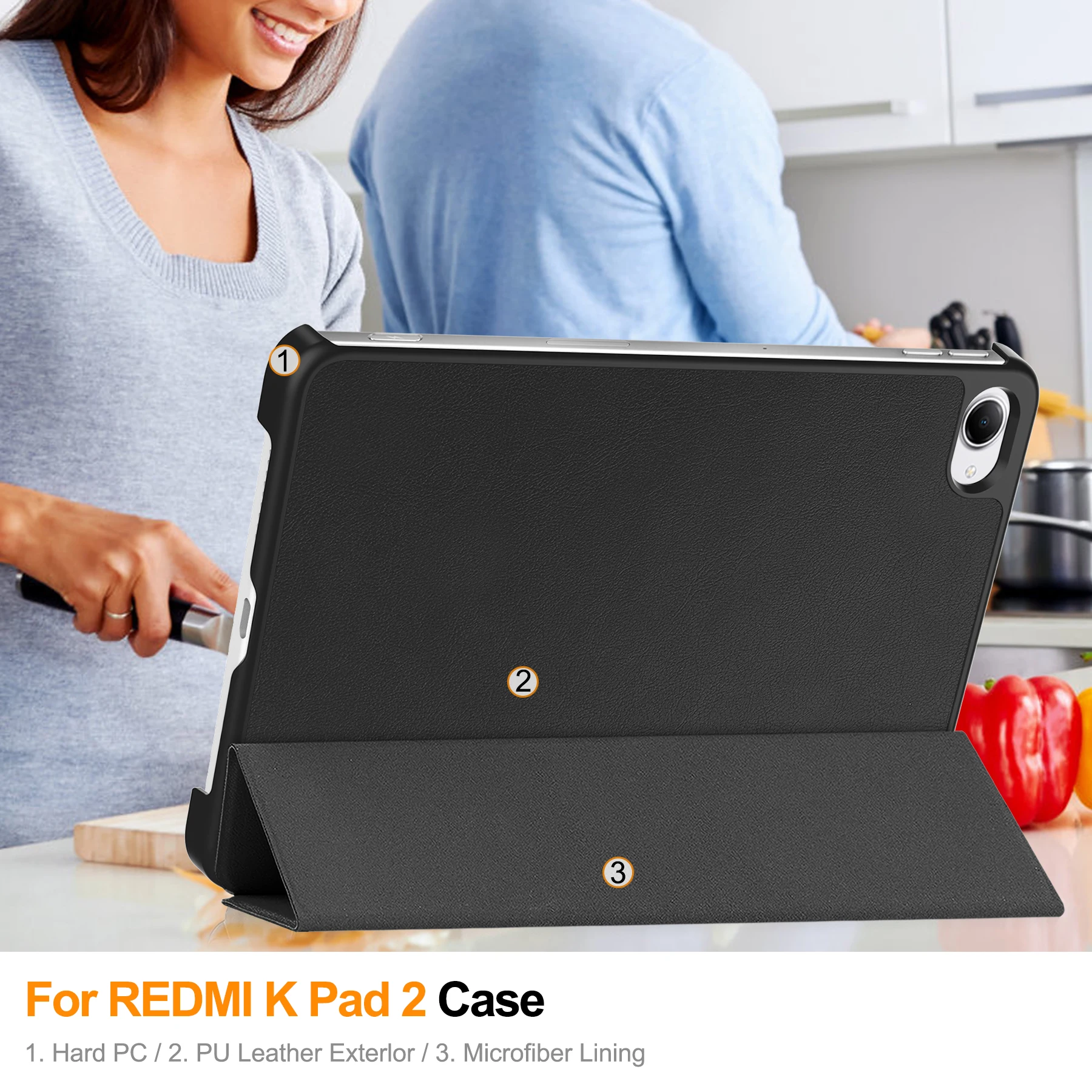 Tri-Fold Leather Magnetic Stand Case For Xiaomi REDMI K Pad 2 8.8 Inch Tablet Funda Cover - Durable Protection