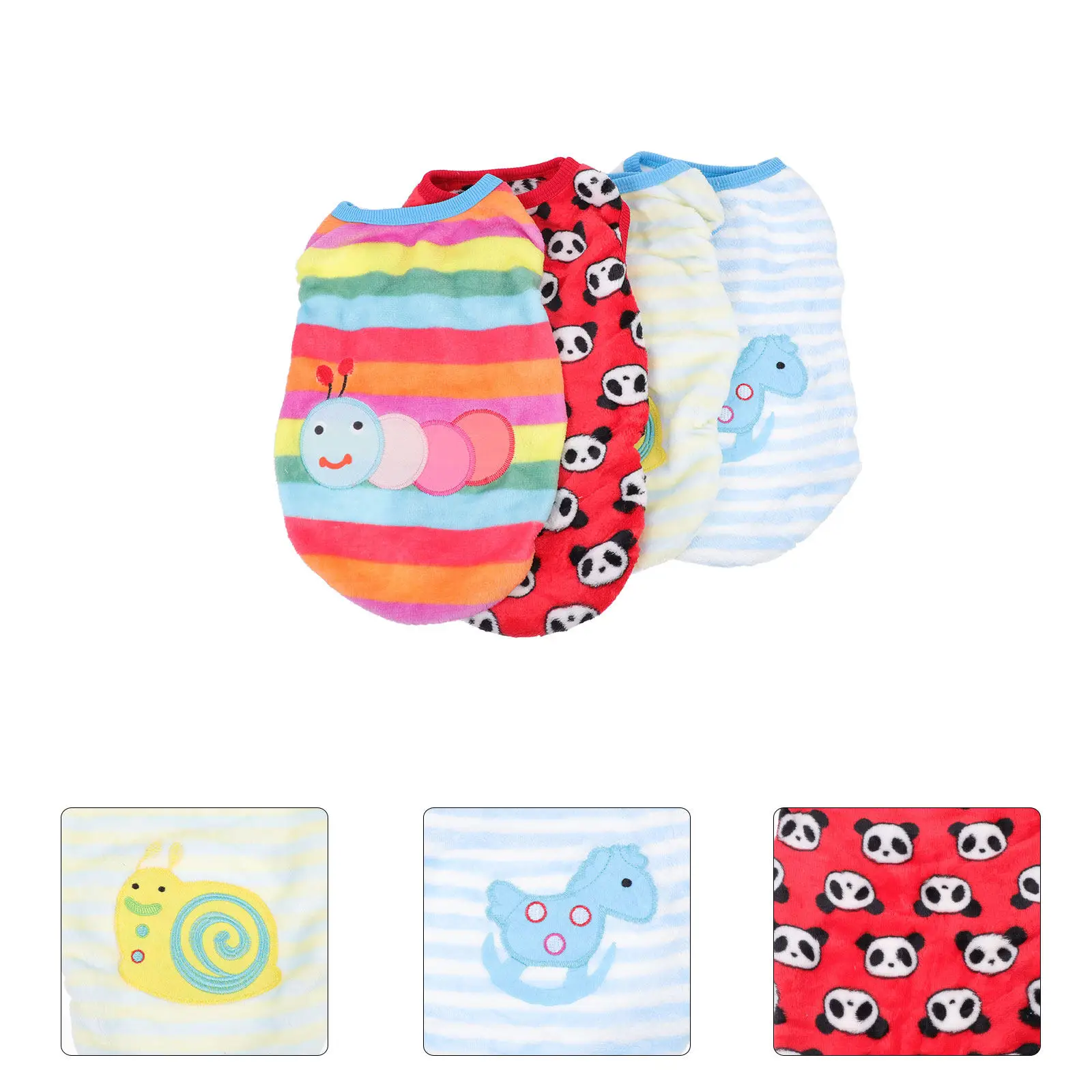 

Комплект из 4 теплых фланелевых жилетов для маленьких собак и кошек, осенне-зимняя одежда для питомцев, товары для вечеринок, зоотовары