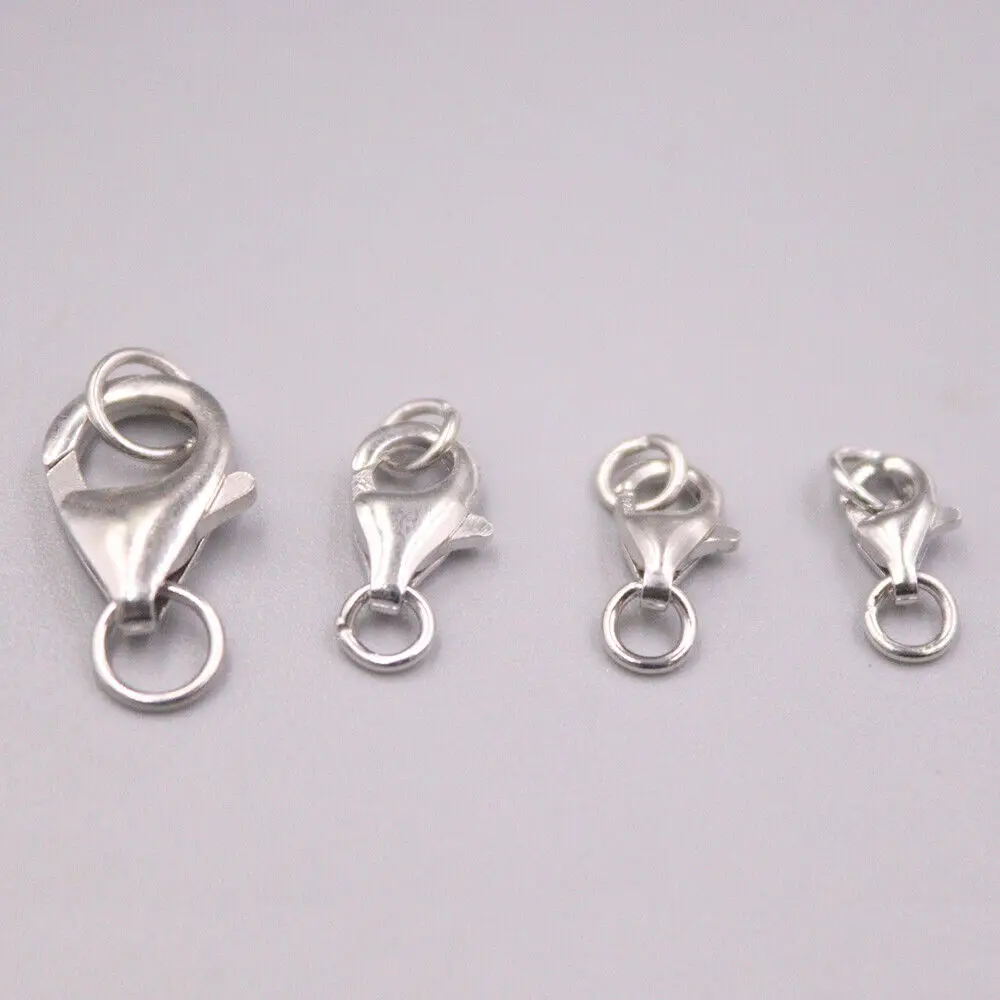 

1pcs Real S925 Sterling Silver Big Lobster Clasp Accessories Connector Parts Repair Four Size Can Choose