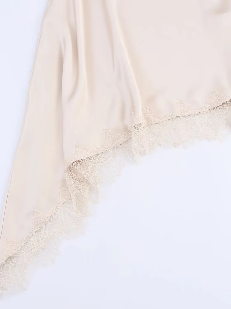 European and American style autumn new fashion trend women's clothing temperament suspenders lace satin texture dress