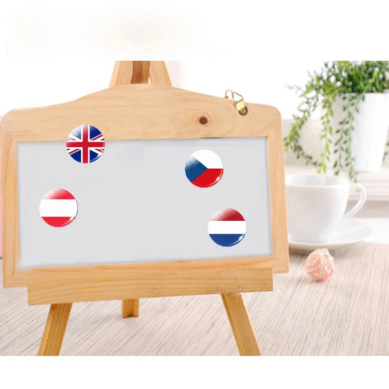 Luminous Fridge Magnet 30MM Glass Poland Czech Slovakia Hungary Germany Austria Switzerland Liechtenstein National Flag