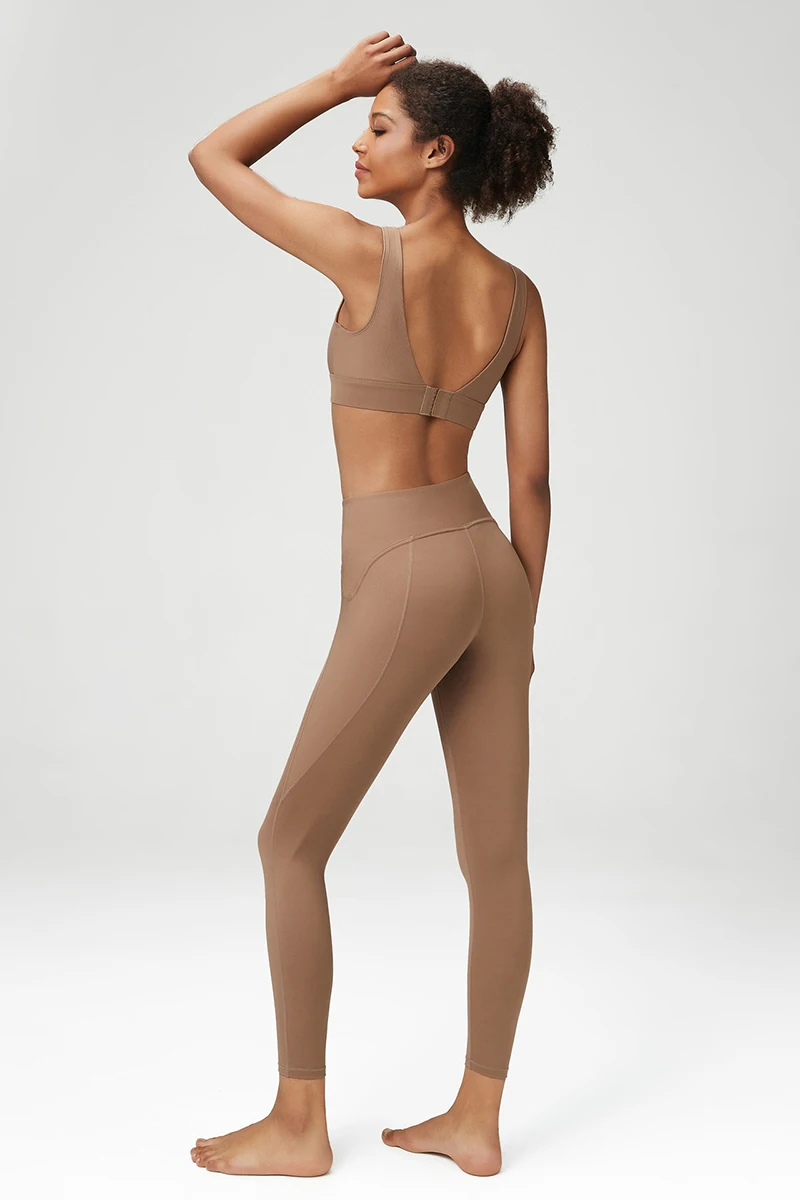 2/3 stück Fitness Yoga Set Frauen Einfarbig Stretch Sportlich Anzug Sexy Bh Zipper Jacke Hohe Taille Leggings Weibliche Sportswear – Detail 10