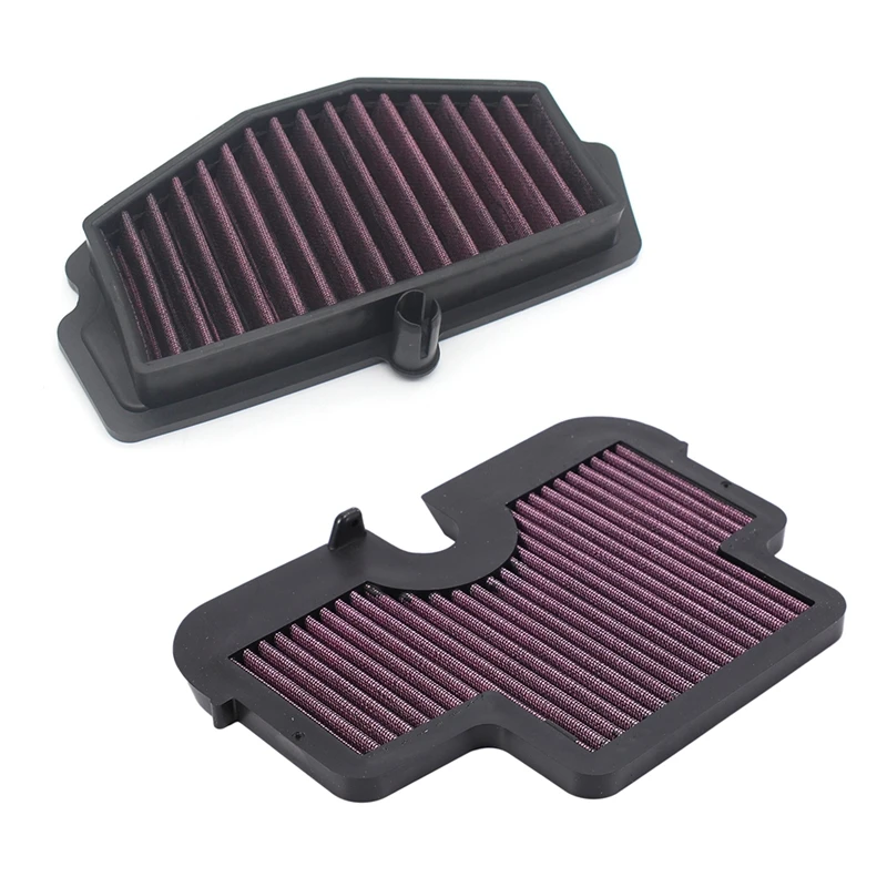 2 Pcs Motorcycle Air Cleaner Filter Air Filter Motorcycle Accessories For KAWASAKI, Purple & Purple-Black