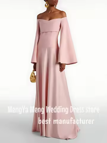 ZHUISHU Classic Birthday Party Dress Satin&amp;Jersey A-line Formal Evening Dress Off-the-shoulder Ruched Celebrity Dress Customized