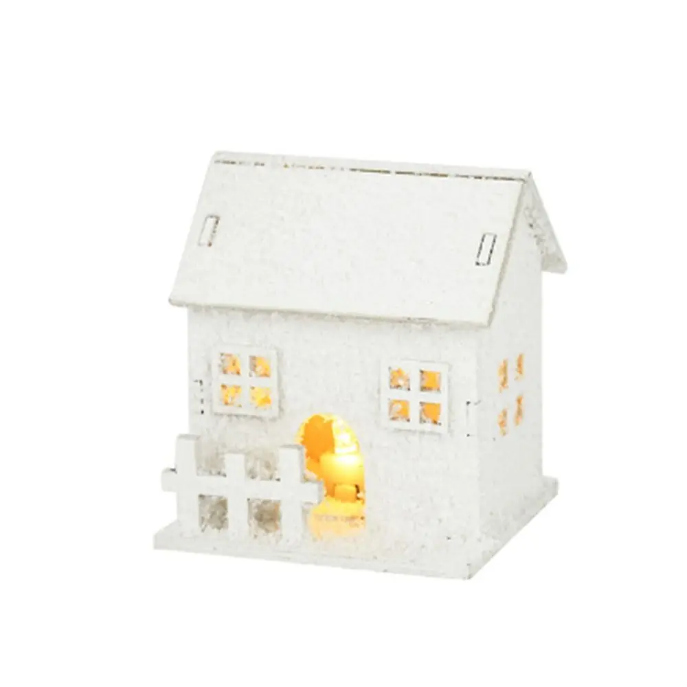 

Creative Mini Christmas LED Light Wooden House Luminous White Glowing Castle with Snowflake Desktop