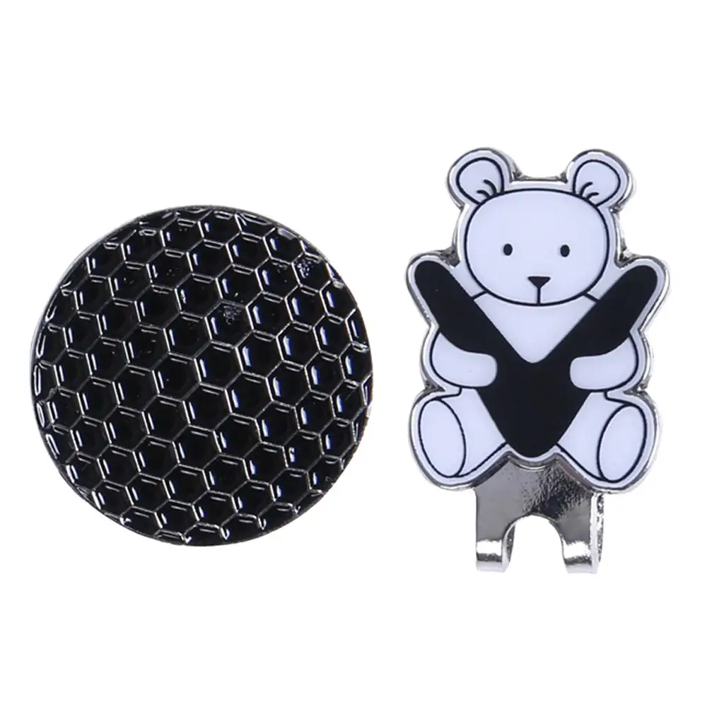 Golf Ball Markers with Hat Clip Metal Cute Bear Magnet Golf Tools for Golfing Marker Practice