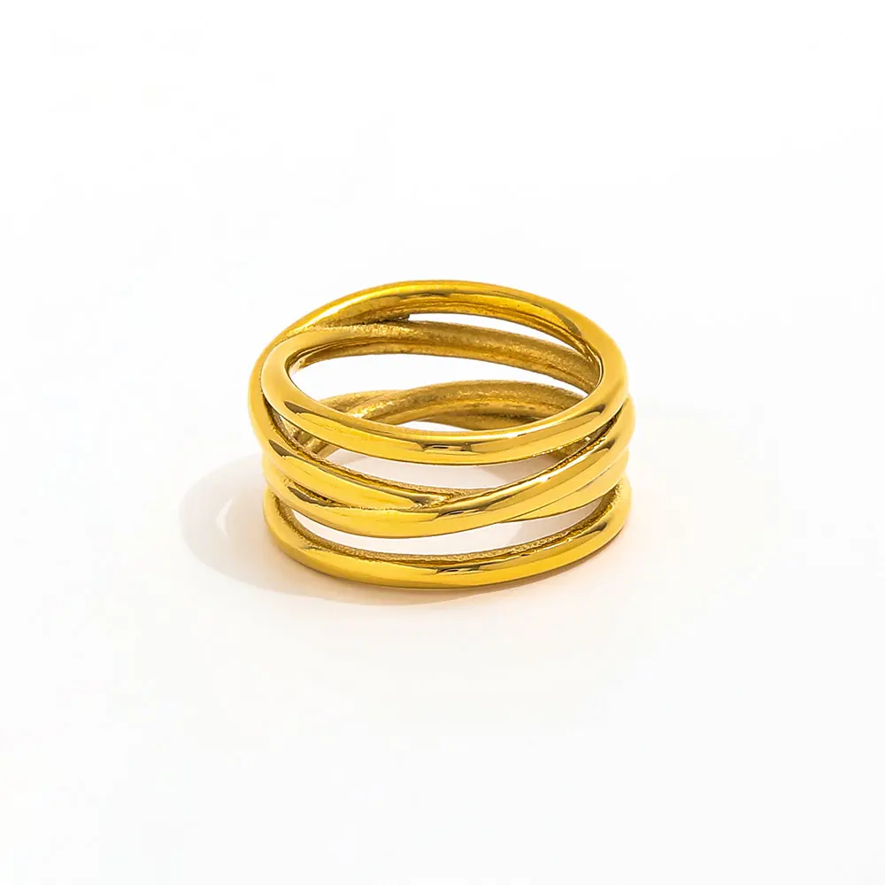

Joolim Jewelry High End PVD Waterproof&Non Tarnish Fashion Vintage Designer Line Wound Stainless Steel Finger Ring for Women