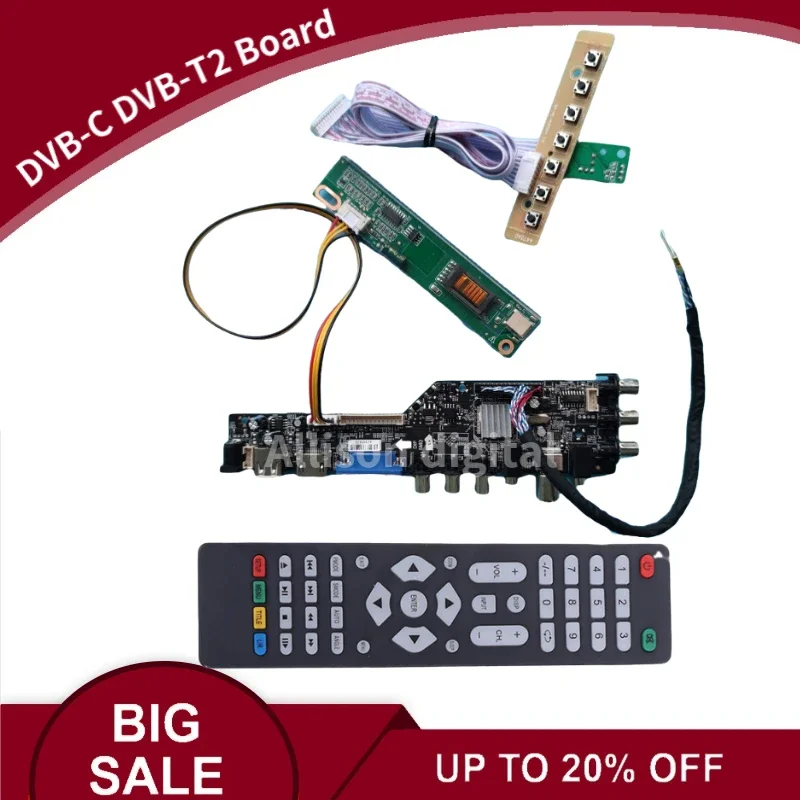 DVB-T2/T DVB-C 3663 TV Monitor Kit for LP133WX1(TL)(A1) LP133WX1-TLA1 LCD LED Screen HDMI+VGA+USB+TV Controller Board Driver