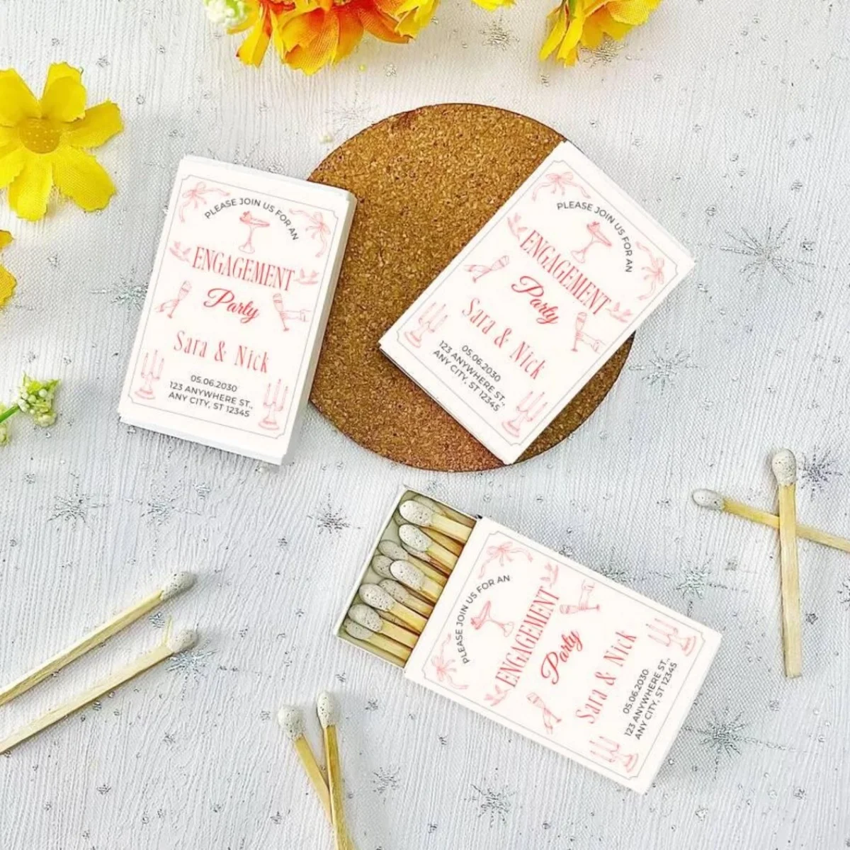 

Custom Match Boxes for Engagement Party, Bulk Matchboxes, Bachelorette Gifts, Bachelorette Party Favors, Custom Matchbooks, Wedd