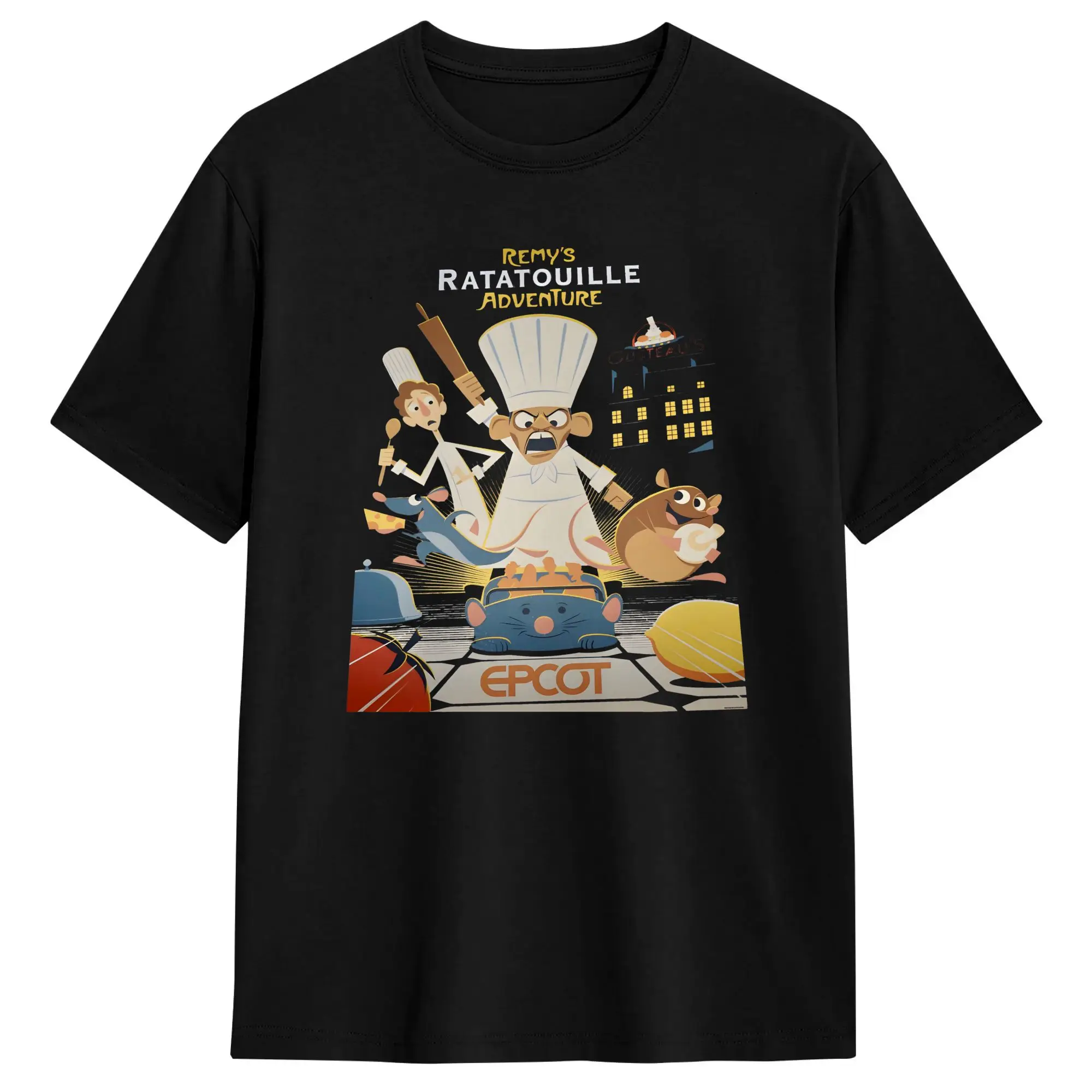 Vintage Remy's Ratatouilles Adventure  T-Shirt Men Round Neck 100% Cotton T Shirt  Short Sleeve Tees 4XL 5XL Clothing