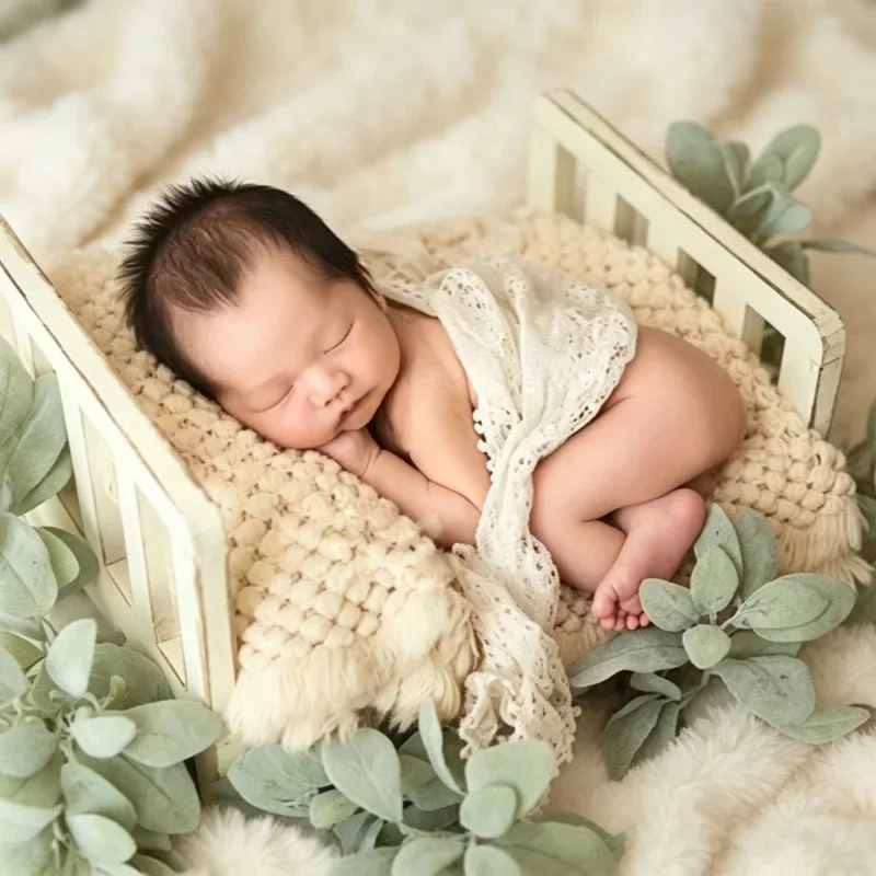 Soft Crochet Blanket 1Pc Basket Stuffer Filler Newborn Photo Pad Baby Background Prop Multicolored Studio Shooting Supply