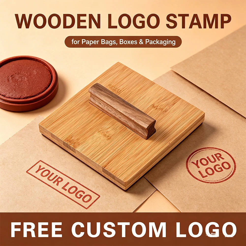 Large Custom Logo Stamp Personalized Small Business Branding Wooden Stamp for Coffee Bags, Boxes, Cups & Packaging Seal Droship