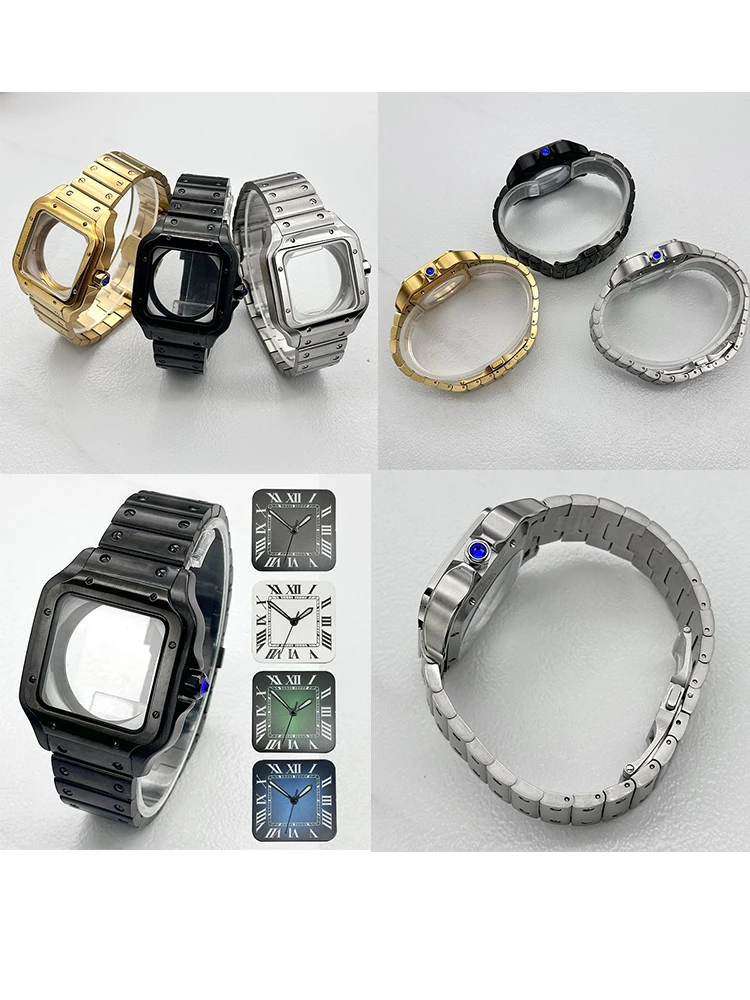 Mod NH35 NH36 Case Santo Watch Case and Strap Fit for 7S26 NH35 NH36 Transparent Back Cover Case