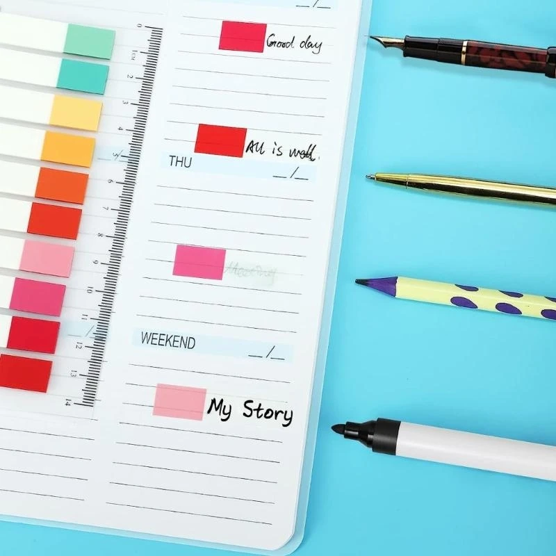  Colorful Index Label Stickers with Binder Scale Ruler Reading Stickers Bookmarks File Tabs for Planner Calendar Laptop