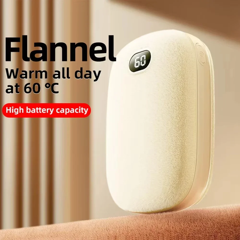 3600mAh Rechargeable Power Bank Flannel Portable Mini Hand Warmer Power Bank Large Capacity Men Women Camping Travel Office