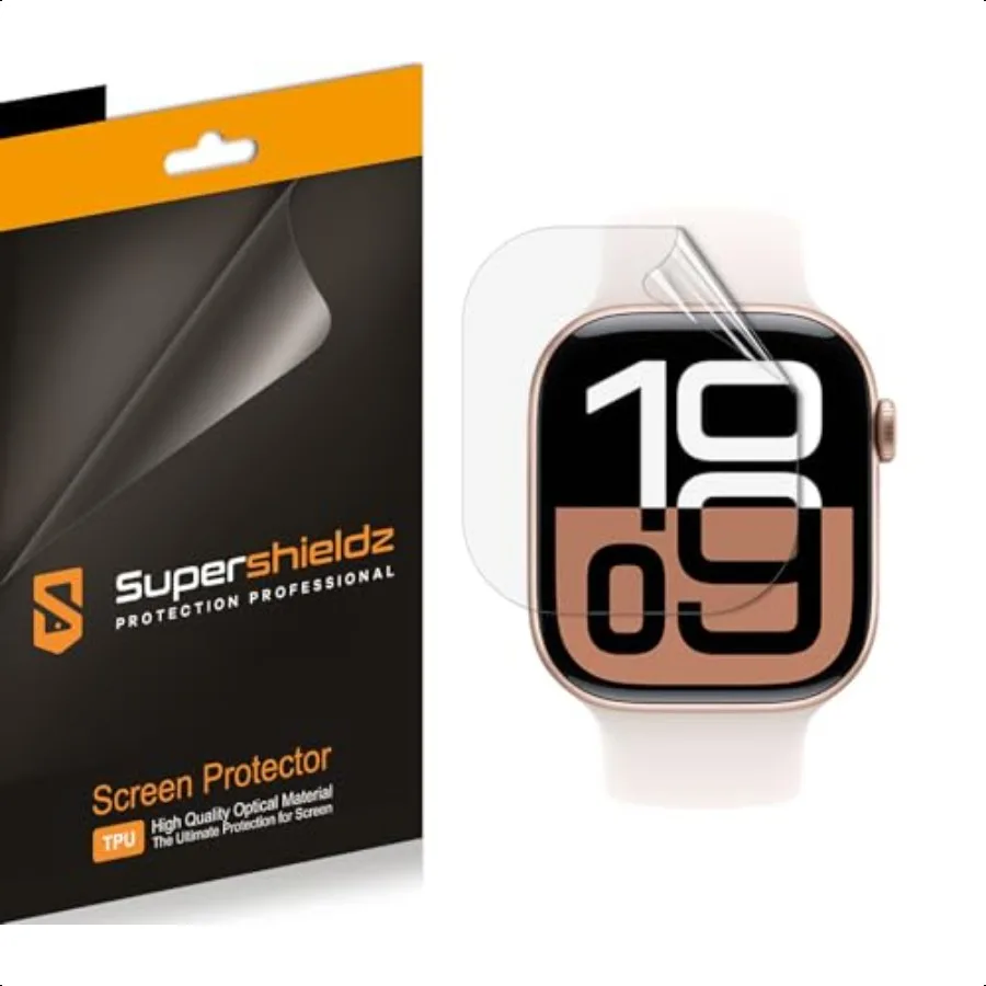 3 عبوات من ershieldz مصممة لساعة Apple Watch Series 10 (42 مم) واقي شاشة عالي الوضوح ودرع شفاف (TPU)