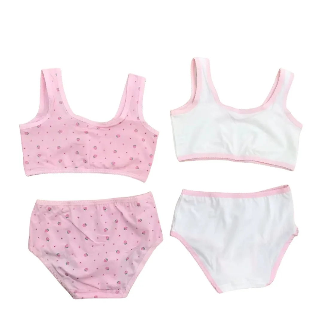 Mädchen-BH-Boxershorts-Set, niedliche Blumen-Erdbeer-Drucke, Teenager-Unterwäsche, Größe 130–160, große Mädchen-Unterwäsche, BH-Höschen-Set – Detail 14
