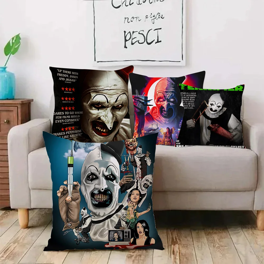 Classic Movie Terrifier Pillow Covers Cartoon Sofa Decorative Home Double-sided Printing Short Plush Cute Cushion Cover