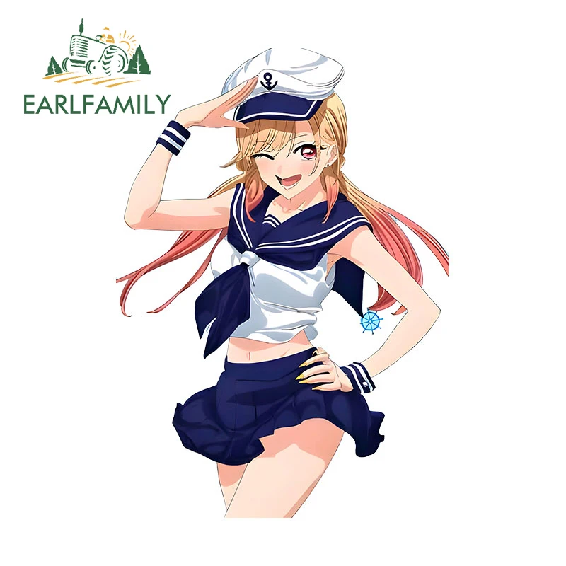 EARLFAMILY 13cm X 9.2cm For Marin Sailor Outfit Car Stickers Personality Cute Decals Occlusion Scratch Creative Car Styling