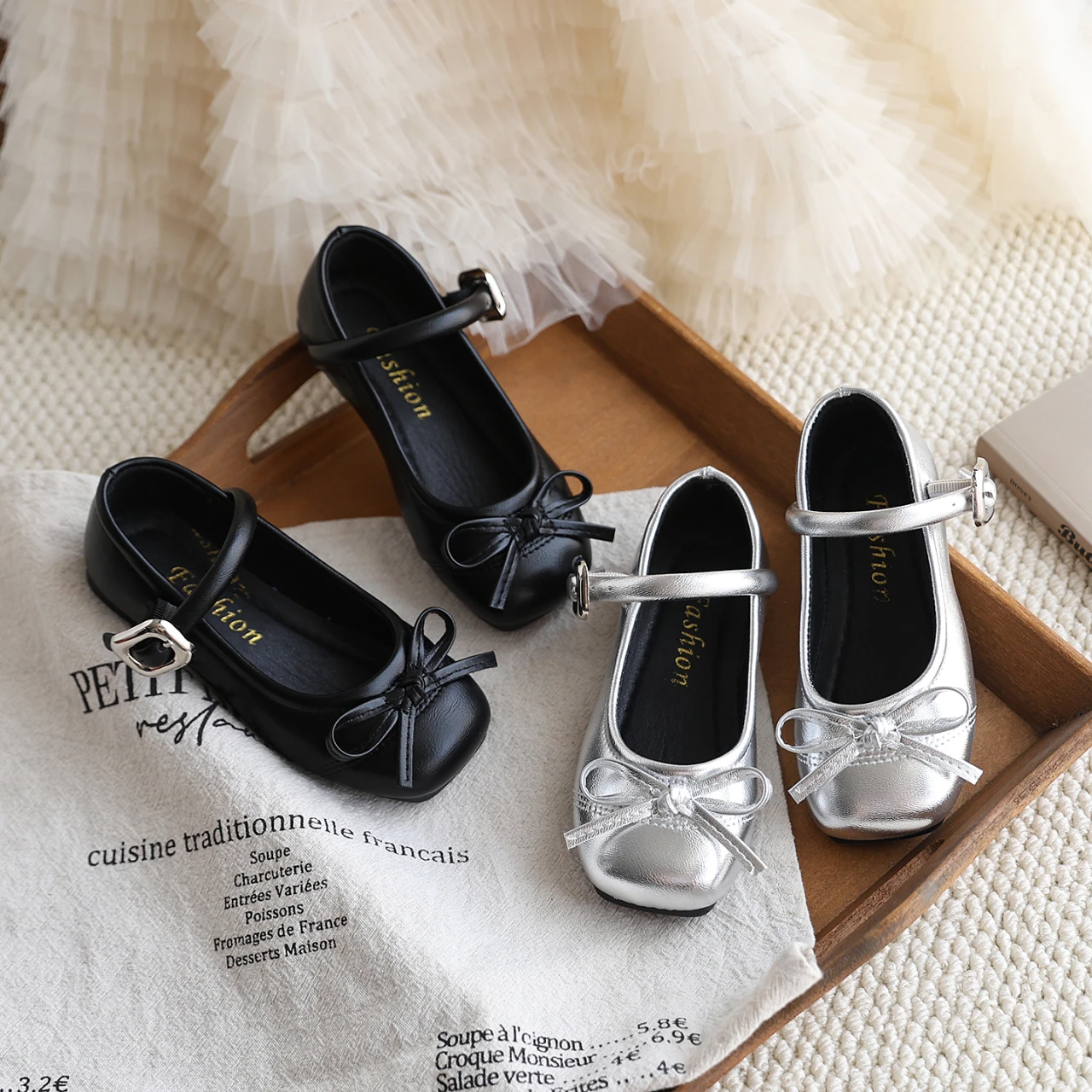 Children Ballet Flats Low Heel Pure Color Buckle Strap Kids Princess Shoes Elegant Matte Pu Leather Anti-Skid Girl's Dress Shoe
