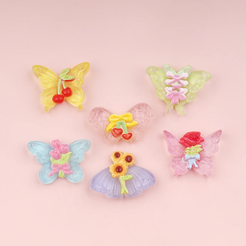 10/100pcs Flower Transparency Butterfly Miniature Flatback Resin Cabochon Hairpin Scrapbooking DIY Home Decor Craft Accessories