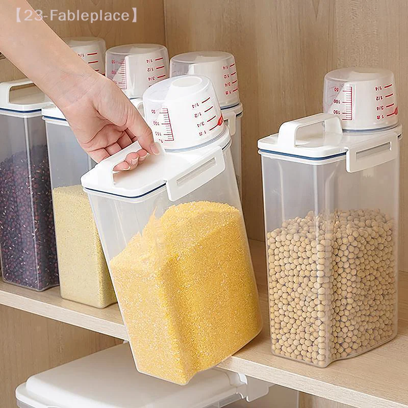 1 Pcs Food Storage Tank With Measuring Cup Kitchen Moisture-proof Insect Proof And Dustproof Sealed Tank For Storing Rice