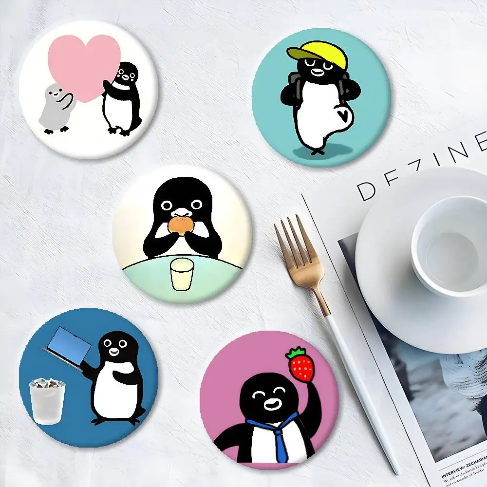 Cute S-Suica Penguin Badge Peripheral Lapel Pins Tinplate Round Brooch For Shoulder Bag Accessories Souvenir Gifts