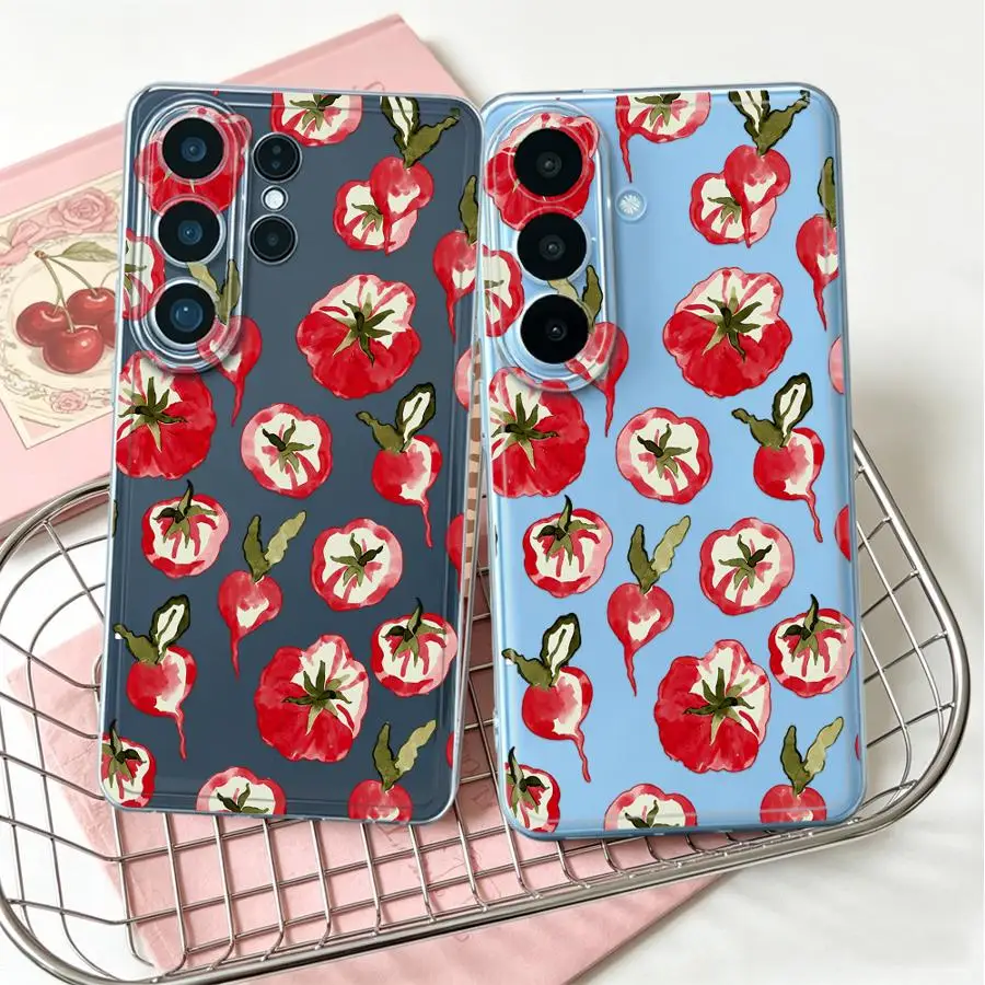Watercolor Tomato Phone Cover Case for Samsung Galaxy S26 Ultra S20 Plus S23 Ultra S21 S22 FE S25 Edge Note 20 Ultra 10 S23Ultra