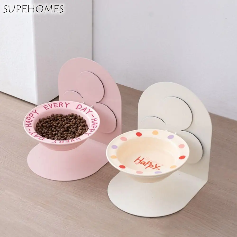 

Detachable Ceramic Cat Bowl Adjustable Height Protects Cervical Cat Drinking Bowls Anti Vomiting Anti-slip Cat Water Bowl
