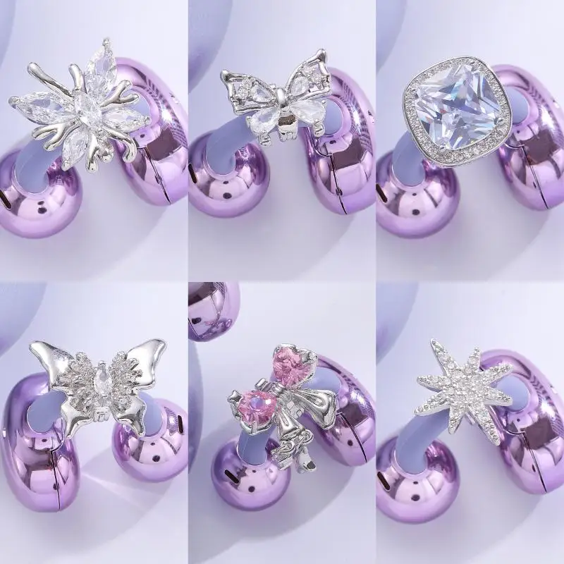 1 Pair Bling Rhinestone Earphone Ear Buckle Anti-Drop Ear Clip Decor Lightweight for Wireless Earbuds Daily Use
