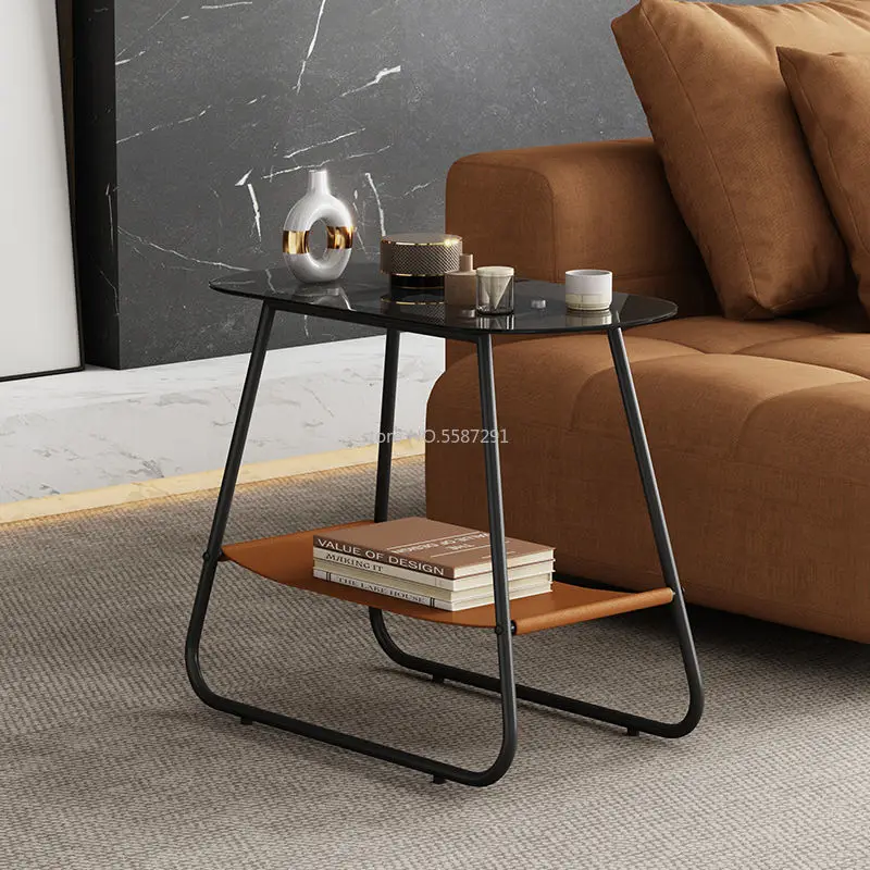 Mesa auxiliar para sofá, mueble de lujo con luz nórdica, varios laterales, mesa de centro pequeña minimalista moderna