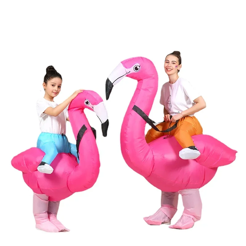 Flamingo Opblaasbare Kostuum Christms Mascotte Halloween Kostuum Voor Vrouwen Volwassenen Kinderen Cartoon Anime Mascotte Cosplay Voor Feest