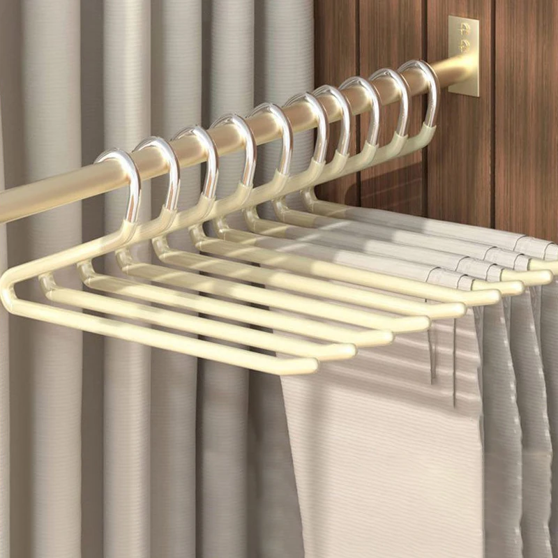 

4PCS Goose Type Dip Plastic Pants Hanger Telescopic Z-Shape Multi-Layer Storage for Wardrobe Dormitory Clothes Organizer