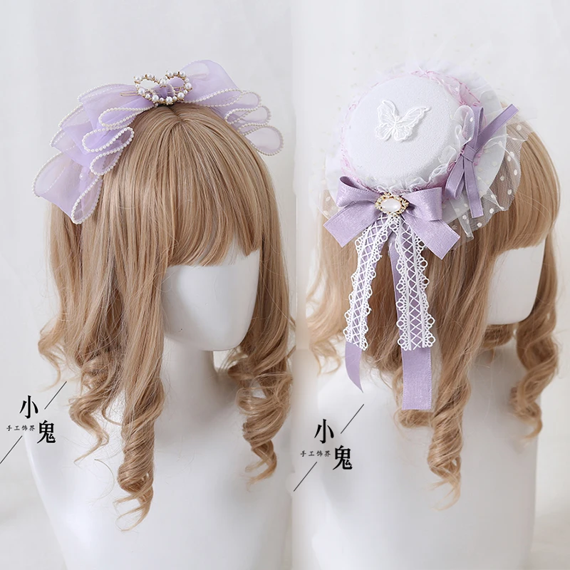 

Original Summer Rose White Purple Lolita Hair Accessories KC Sweet Bow Lolita Lace Headband