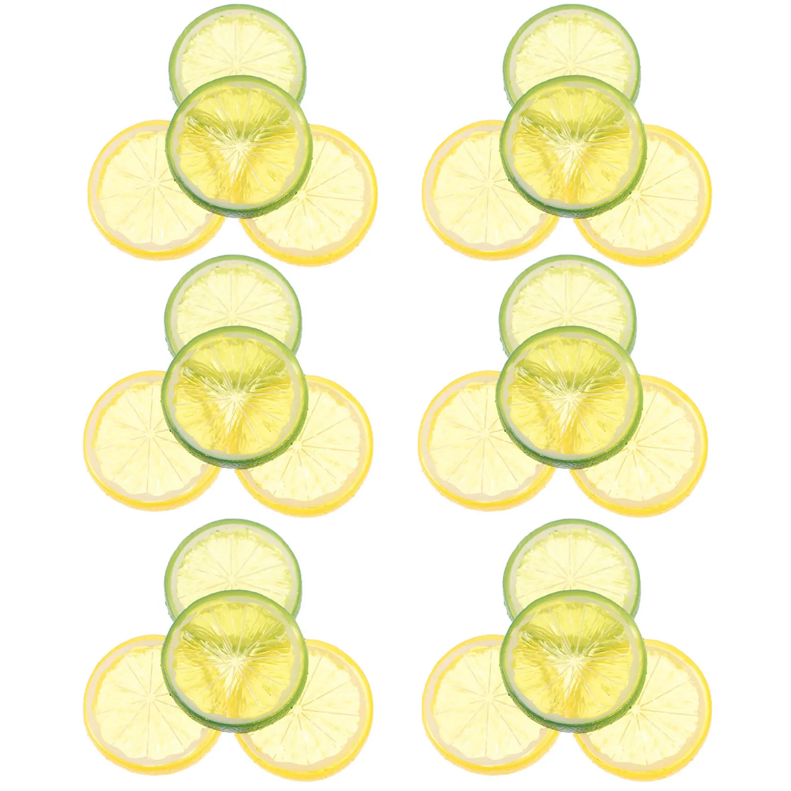 24Pcs Artificial Lemon Slices Realistic Simulation Faux Citrus Decor for Kitchen Photography Props Party Decorations Home Table